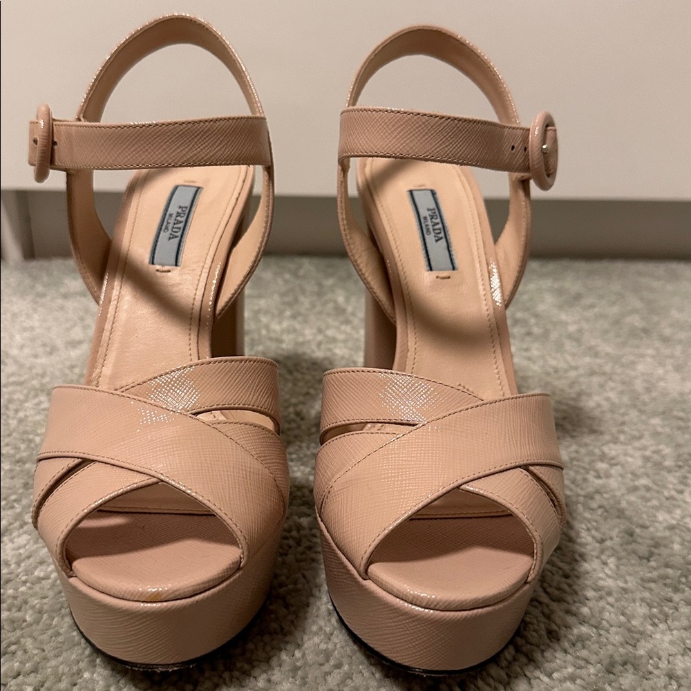 Prada - Elegant Nude Platform Heels - image 3